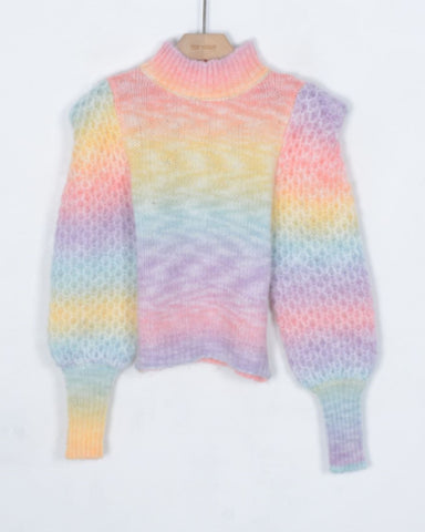 Cable knit rainble Tie dye effect jumper