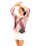 Pink metallic effect stripe design jumper