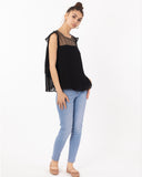 Organza Chiffon Gold Chain Top (Black)