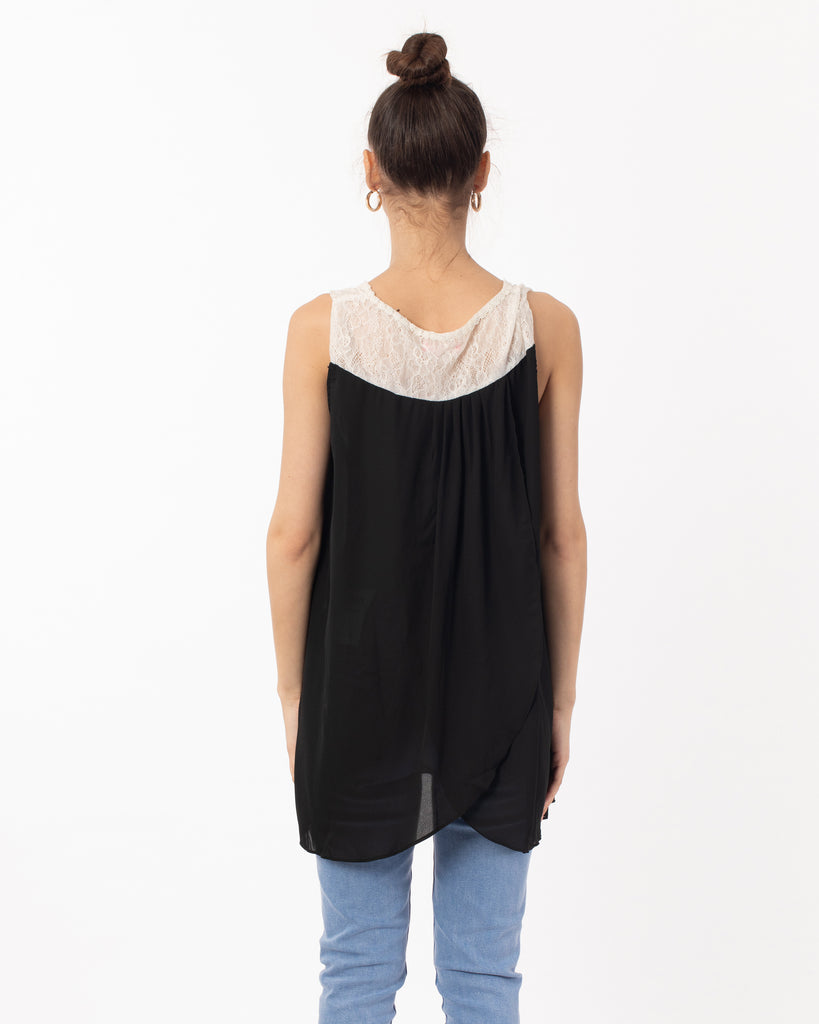 Tie dye Fringed Chiffon Lace Shoulder Vest