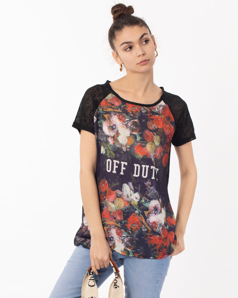 Off Duty & Floral Print T-shit
