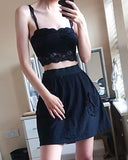 Black Floral Lace Skater Skirts