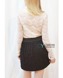 Floral Embroidered Lace Skater Skirts