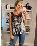 Vintage House Print Chiffon Vest Top (Brown)