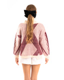 Pink metallic effect stripe design jumper