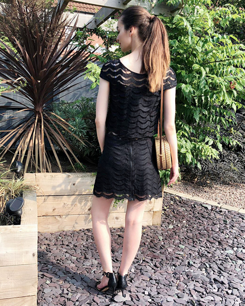 Black Lace Skater Dress