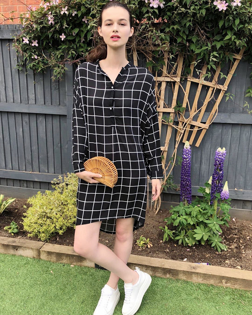 Cotton Check print shirt dress