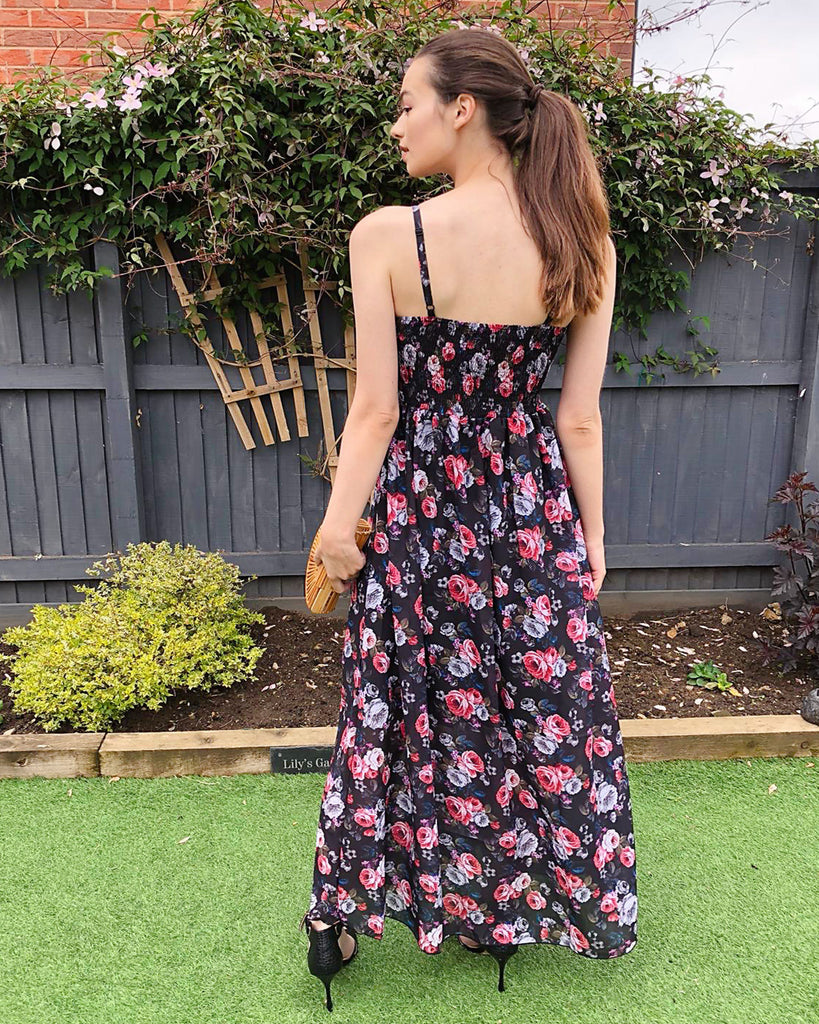 Printed Chiffon Maxi Dress in floral print