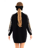 Shoulder sequin design long jumper in black