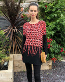 Red Multi Strips Print Knitted Long Jumper