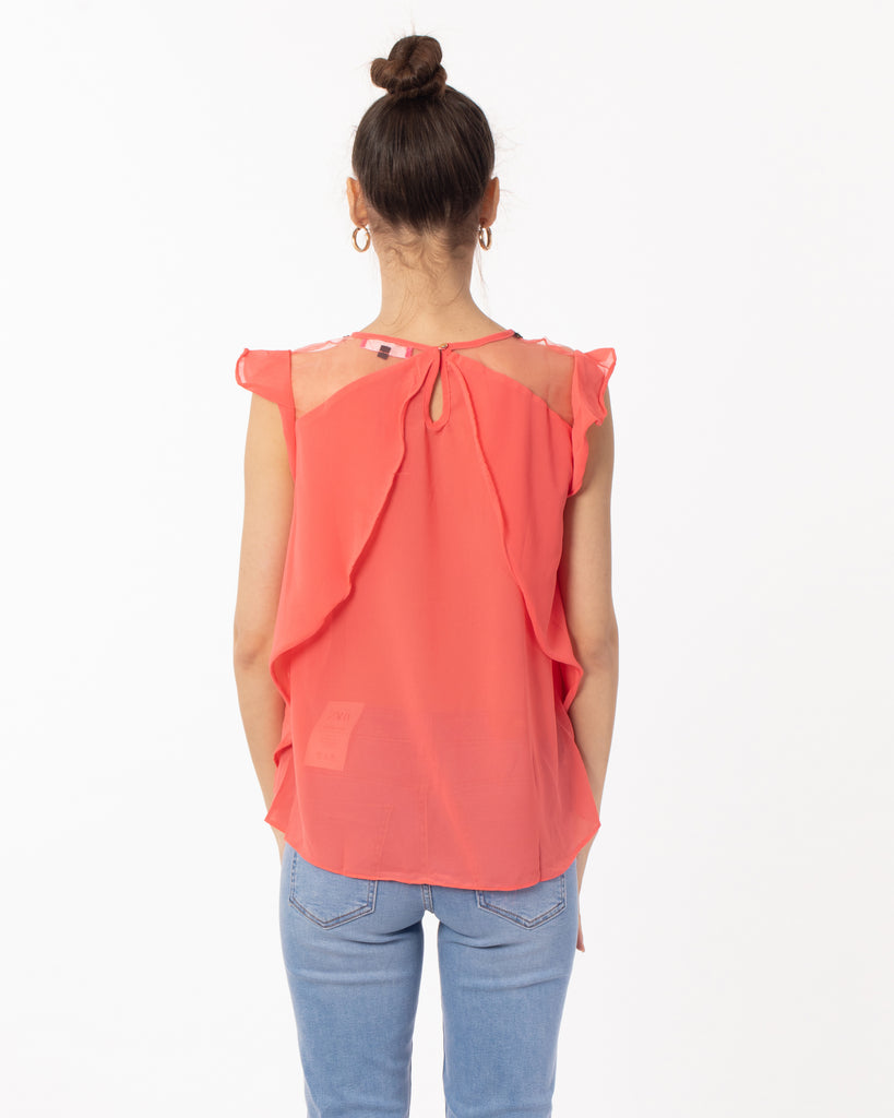 Organza Chiffon Gold Chain Top (Red)