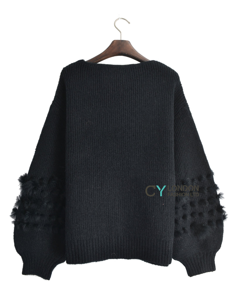 Fur balloon sleeves design Jumper