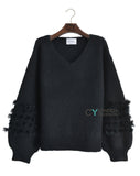 Fur balloon sleeves design Jumper