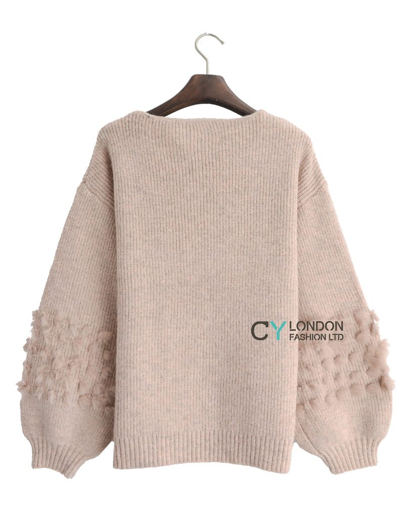 Fur balloon sleeves design Jumper