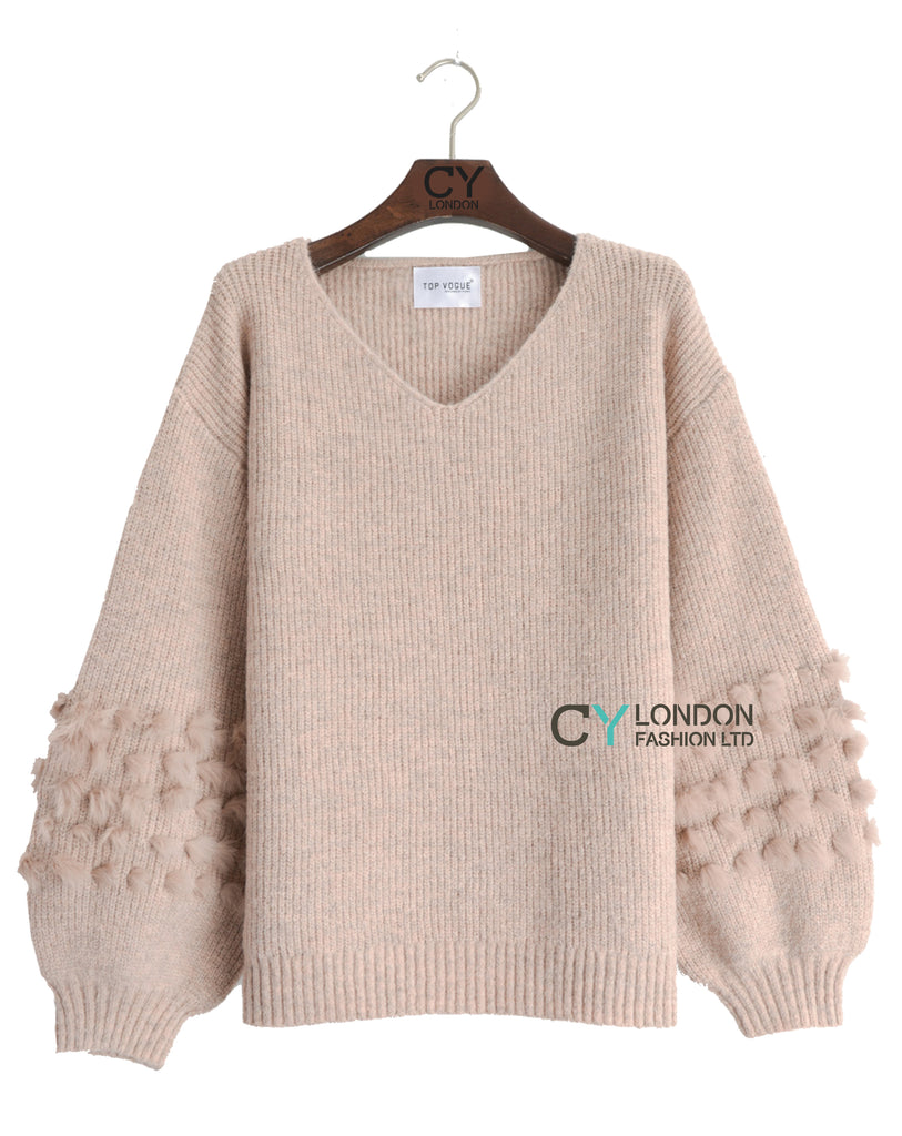 Fur balloon sleeves design Jumper