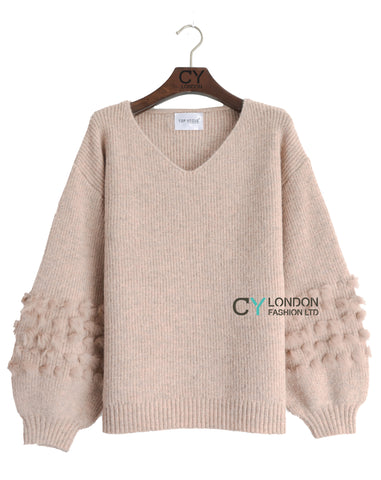 Fur balloon sleeves design Jumper