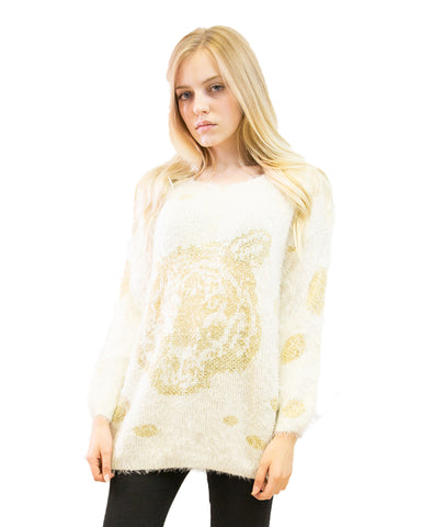 Tiger print Fluffy Jumper (CREAM)