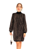 Gold metallic design long jumper dress in black