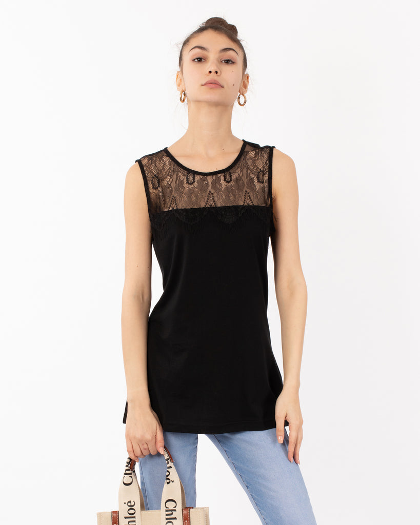 eyelash lace cotton vest top