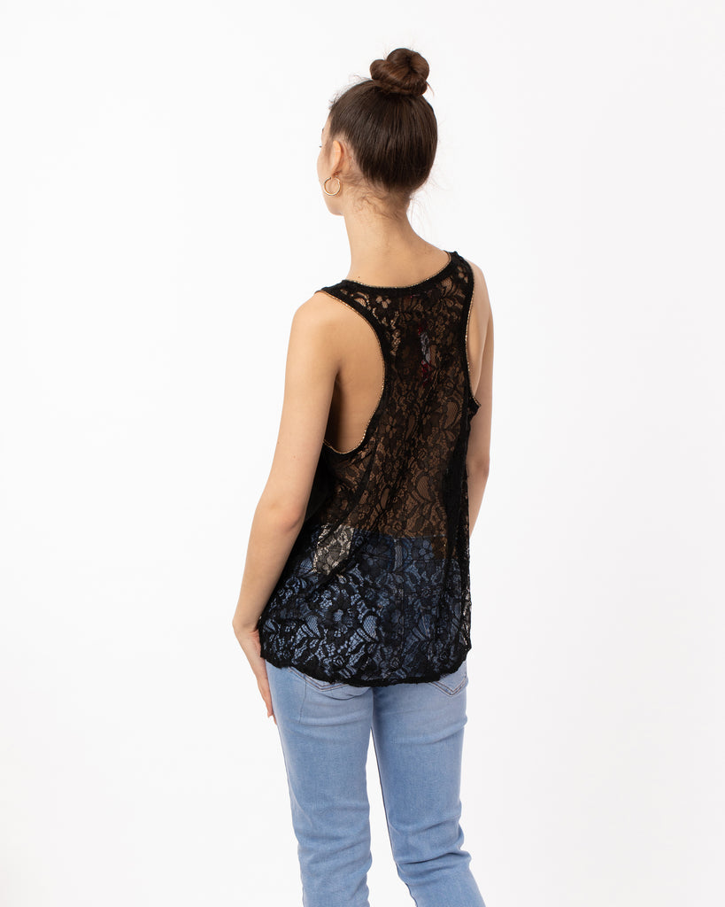 Chain Neck Line Detail Vest Top (Cream)