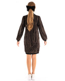 Gold metallic design long jumper dress in black