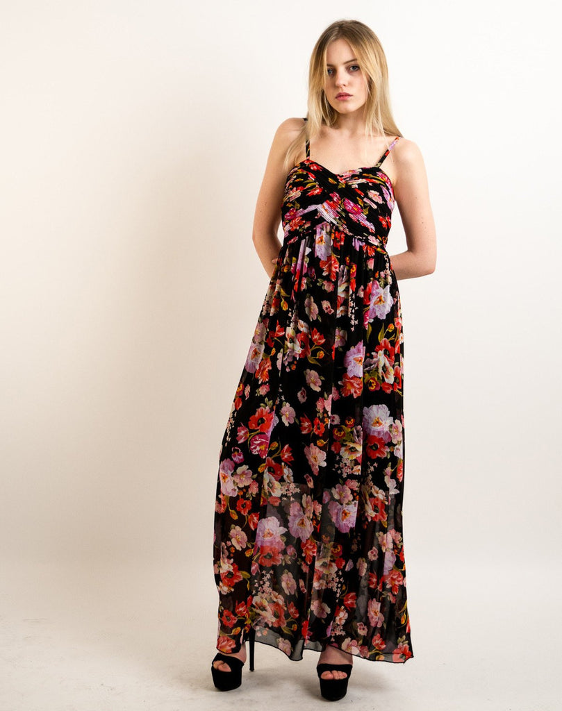 Printed Chiffon Maxi Dress KK6228 (BIG FLORAL PRINT)