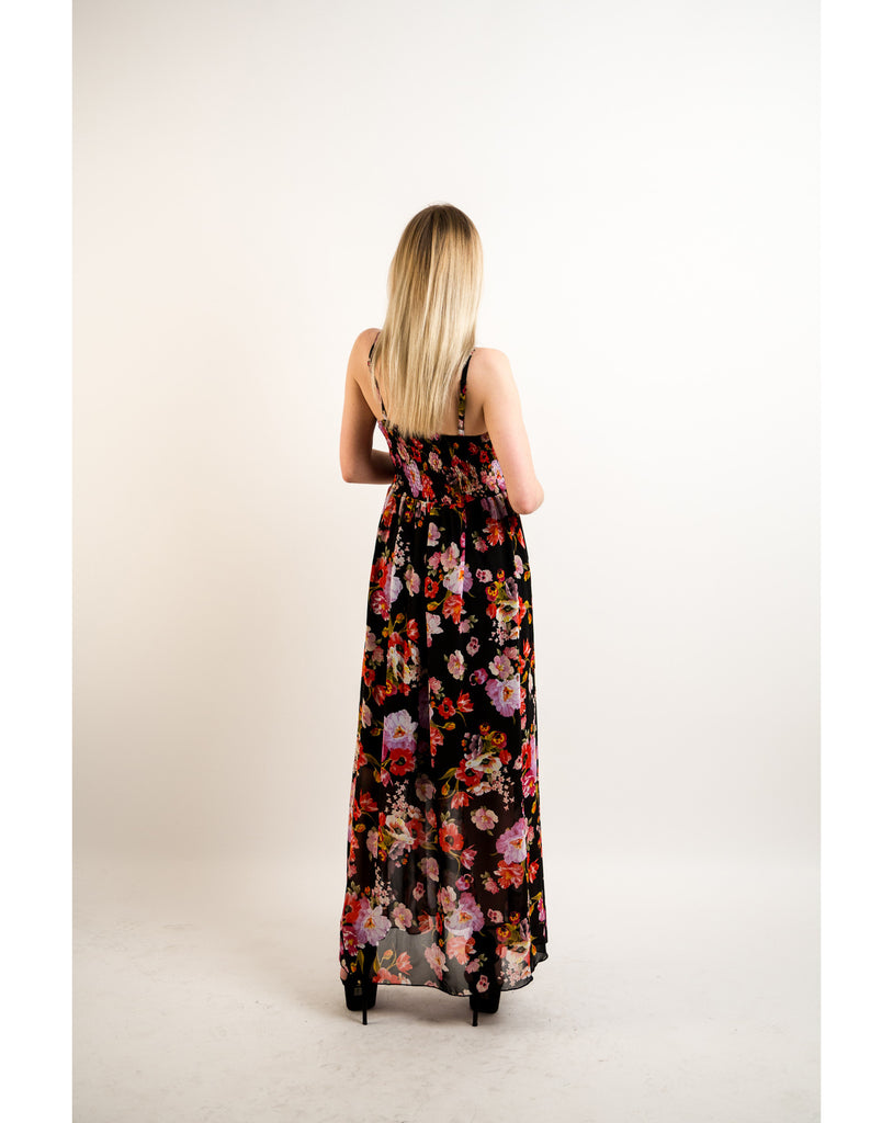 Printed Chiffon Maxi Dress KK6228 (BIG FLORAL PRINT)