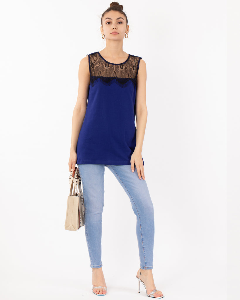 eyelash lace cotton vest top
