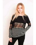 Stripe Print with Lace Jumper