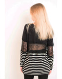 Stripe Print with Lace Jumper