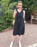 Oversize Stripe print Cotton Dress in black