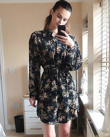 Multi Floral Printed overisze Shirt Dress