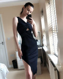 Ribbed Knit Bodycon Dress with Cut-out design