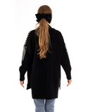 Sequin embellished shoulder and front soft knit cardigan