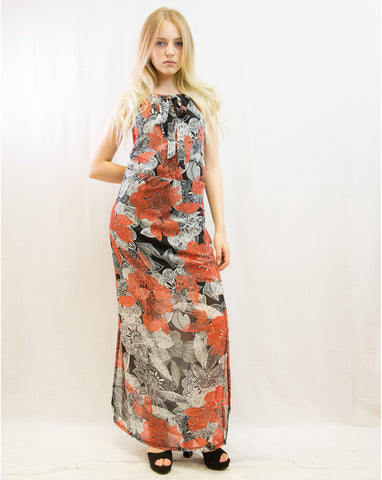 Floral Print Chiffon Maxi Dress