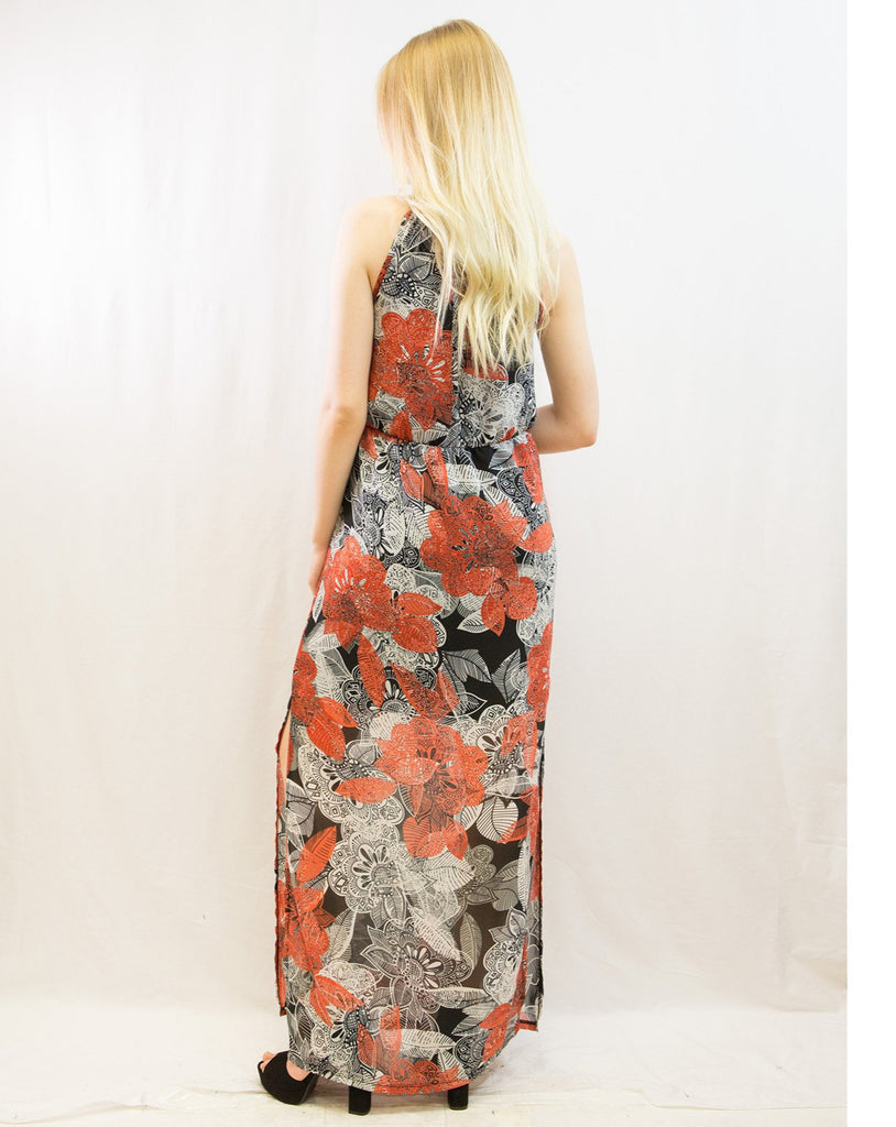 Floral Print Chiffon Maxi Dress