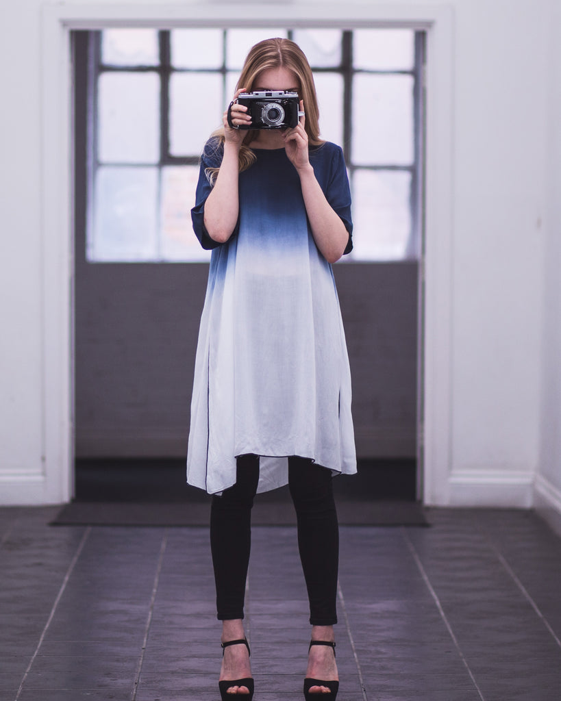 Tie dye Cotton Long Top (Blue)