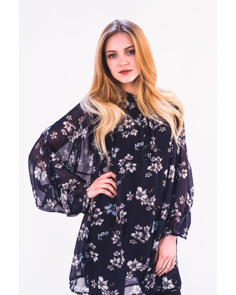 Multi floral print chiffon flowy shirt