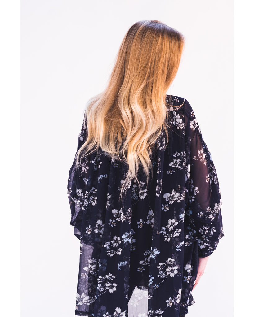 Multi floral print chiffon flowy shirt