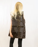 Belt fasten long Faux Fur Gilet (Brown)