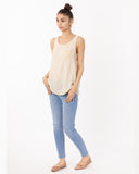 Chain Neck Line Detail Vest Top (Cream)