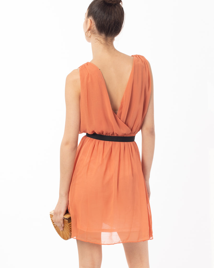 Wrap Chiffon dress (Coral)