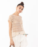 Crochet Tee Top (White)