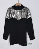 Oversized jumper with sliver sequin embellishment in black