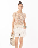 Crochet Tee Top (White)