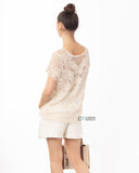 Crochet Top with Butterfly detail (Cream)