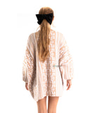 Fine knit oversized jumper with monogrammed pattern design in Beige and White