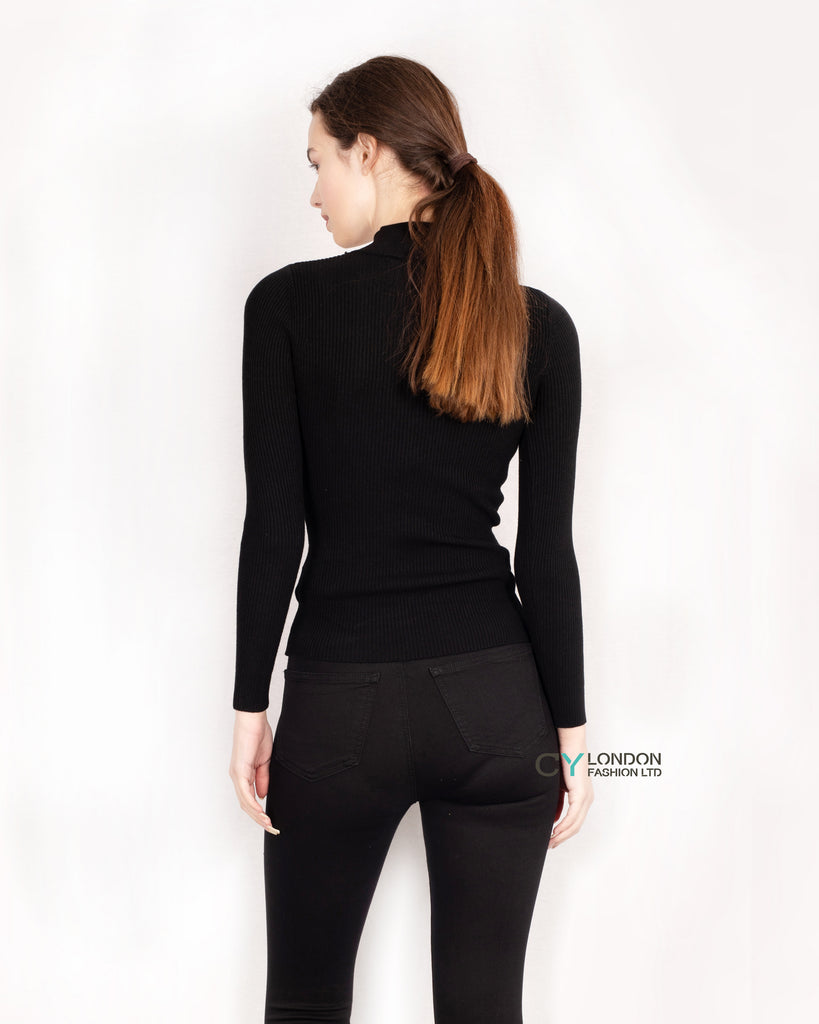 Soft knit Jumper top with Cut Outs design in Black