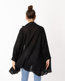Oversized shirt dress in black with shimmy hues fabric design