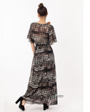 Short Sleeve Wrap Maxi Dress in big polka dot Print